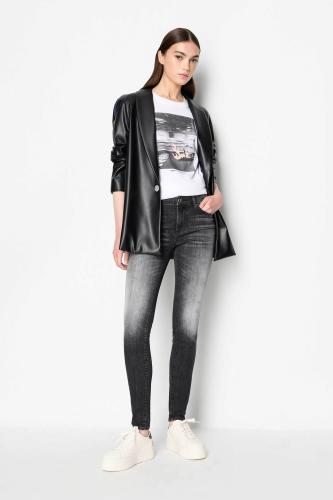 Armani Exchange γυναικείο βαμβακερό T-shirt μονόχρωμο με graphic print μπροστά - 6RYT23YJ3RZ Λευκό XS